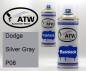 Preview: Dodge, Silver Gray, P08: 400ml Sprühdose + 400ml Klarlack - Set, von ATW Autoteile West.